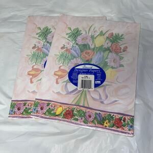 2 New Sonburn II Vintage Designer Papers Bouquet Floral 8.5" x 11"